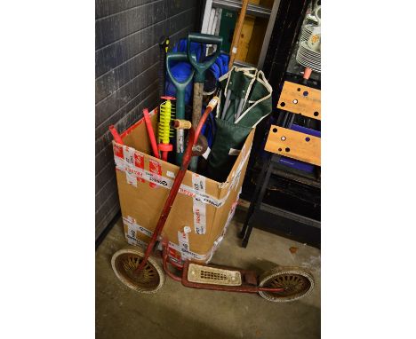 An early childs scooter and various other items.