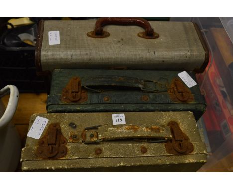 Three cases containing gramophone records.