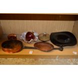 Copper chestnut roaster and decorative items.