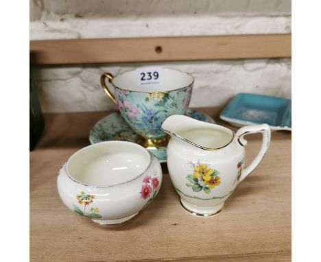 SHELLEY CUP AND SAUCER AND DOULTON MILK AND SUGAR