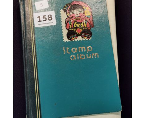 STAMP ALBUM - CONTAINS 2 PENNY BLACKS, 3 PENNY BLUES, AMERICAN AND BRITISH STAMPS