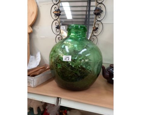 A vintage Viresa green glass terrarium carboy. Height 36cm, Diameter 32cm approximately.
