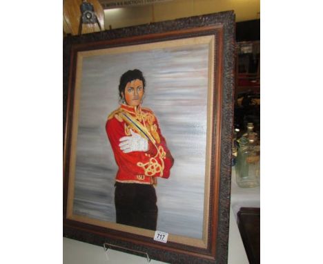 A framed oil on canvas portrait of Michael Jackson signed E Cunnington.&nbsp;Collect Only.