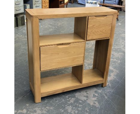 A modern light oak unit with two double ended drawers, 100cmW 