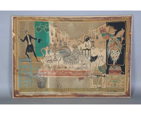 Jean-Denis Malclés - 'Le Marche aux Puces', silk screen print, 104cm x 150cm (faults).