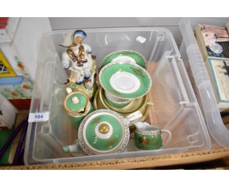 A part tea service by Noritake and a figure