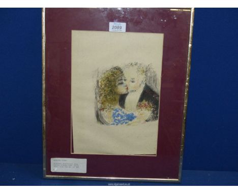 A framed original Lithograph from Contes Cruels pub Paris 1945 by Eduord Goerg, edition of 115, 43cm x 39cm.