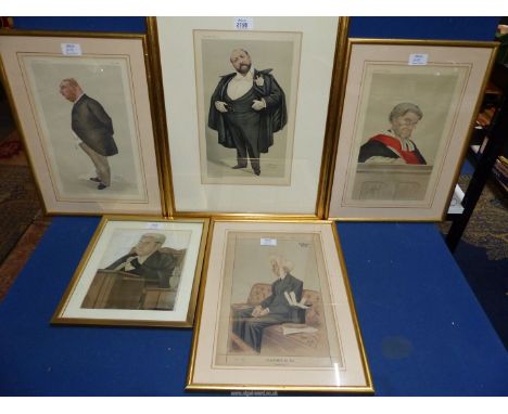 Five framed and mounted Spy Prints to include; 'Drury Lane', 'Statesman No 154', 'Sir William Robert Grove', 'Municipal Corpo