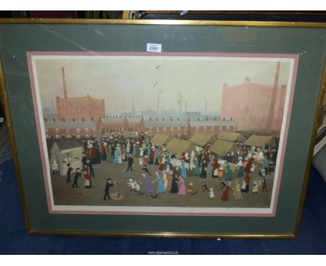 A signed Helen Bradley Photo Lithograph 'Miss Carter Goes to Market', 90cm x 68cm.