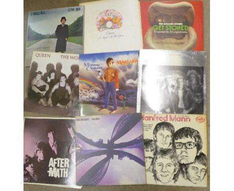 Twenty-five LP records including Queen, Rolling Stones, Elton John, etc.