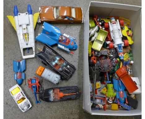 Die-cast vehicles including Corgi Captain America, Supermobile, Buck Rogers Starfighter, etc.