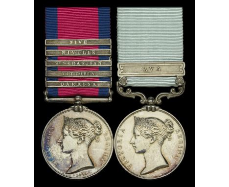 Pair: Sergeant J. Mann, 47th Foot  Military General Service 1793-1814, 5 clasps, Barrosa, Vittoria, St. Sebastian, Nivelle, N