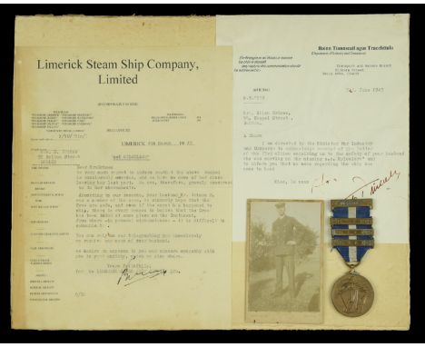 A rare Irish Merchant Marine Medal awarded to R. Grimes, a merchant seaman who was killed when the S.S. Kyleclare was torpedo