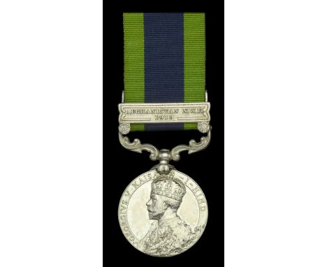 India General Service 1908-35, 1 clasp, Afghanistan N.W.F. 1919 (2-Lieut. A. D. Johnson. Hamps. R.) traces of lacquer, nearly