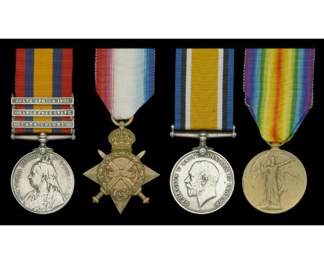 Four: Private H. J. Payne, Oxfordshire Light Infantry, later Hampshire Regiment  Queen’s South Africa 1899-1902, 3 clasps, Ca