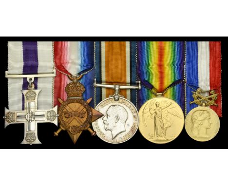 A Great War ‘Salonika’ M.C group of five awarded to Captain J. R. Green, Hampshire Regiment  Military Cross, G.V.R., unnamed 