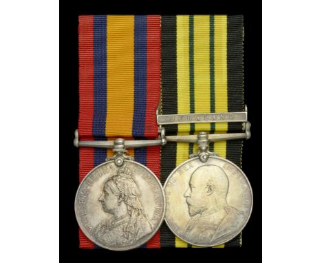 Pair: Able Seaman F. J. Ellis, Royal Navy   Queen’s South Africa 1899-1902, no clasp (F. J. Ellis, A.B., H.M.S. Terpsichore.)