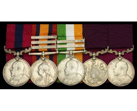 A Boer War D.C.M. group of five awarded to Sergeant Major W. Marsden, Royal Field Artillery  Distinguished Conduct Medal, E.V