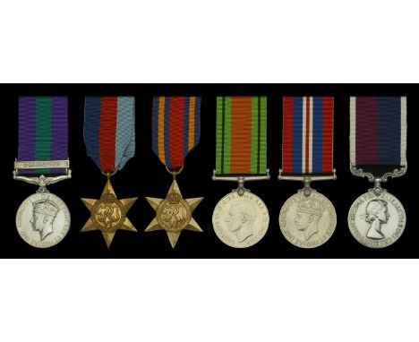 Six: Sergeant K. W. Coates, Royal Air Force  General Service 1918-62, 1 clasp, Palestine (518789 L.A.C. K. W. Coates, R.A.F.)