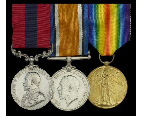 A well documented Great War ‘Western Front, April 1917’ D.C.M. group of three awarded to Sergeant (later 2nd Lieutenant) W. J