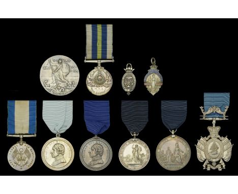 A selection of miscellaneous Naval medals, comprising a Marine Society Reward of Merit, silver ‘A. H. Baker 22 May 29.’; the 