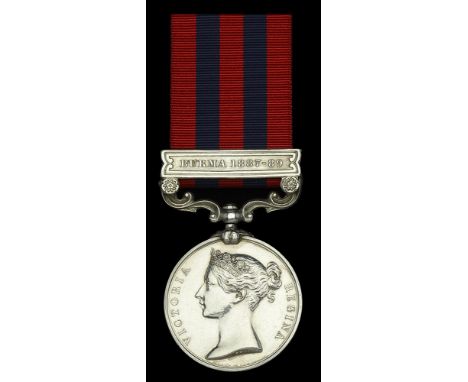 India General Service 1854-95, 1 clasp, Burma 1887-89 (Lt. Colonel F. Cochran 1st. Bn. Hamps. R.) good very fine £300-£400  -