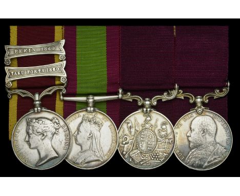 Four: Bandmaster A. Barry, 67th Foot  China 1857-60, 2 clasps, Taku Forts 1860, Pekin 1860 (Sergt. Andw. Barry. 67th. Regt.);