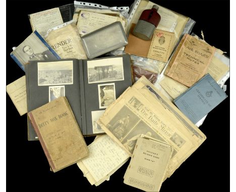 A large quantity of Second World War documents and ephemera, including documents, photographs and a tin cigarette box relatin