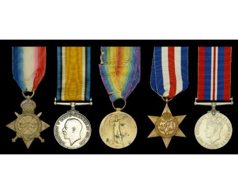 Family Group:  Three: Private J. Bundy, East Kent Regiment 1914-15 Star (1905 Pte. J. Bundy. E. Kent. R.); British War and Vi