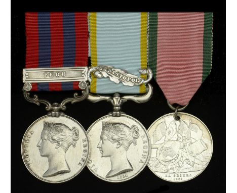 Three: Assistant Surgeon C. F. Williams, Royal Navy  India General Service 1854-95, 1 clasp, Pegu, (Chas. F. Williams. Asst. 