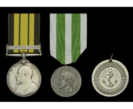 Africa General Service 1902-56, 1 clasp, Somaliland 1908-10 (215723 H. Hill, A.B., H.M.S. Philomel); together with an Italian