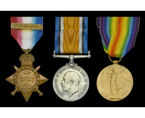 Three: Sergeant C. Newton, Royal Warwickshire Regiment, who was wounded on the Western Front on 24 March 1915  1914 Star, wit