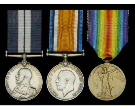 A Great War D.S.M. group of three awarded to Leading Seaman W. J. W. Newland, Royal Navy, for services in H.M.S. Hecla during