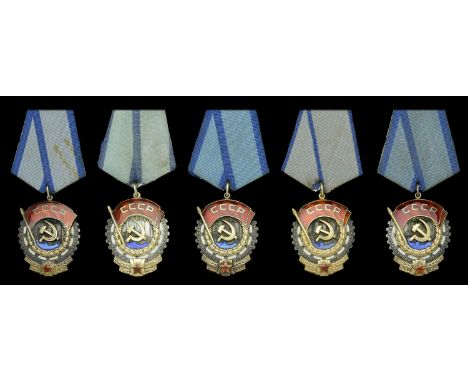 Union of Soviet Socialist Republics, Order of the Red Banner of Labour (5), 5th type breast badge, silver, silver-gilt, and e