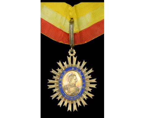 Venezuela, Republic, Order of the Liberator, Commander’s neck badge, 55mm x 50mm, silver-gilt and enamel, unmarked, with neck