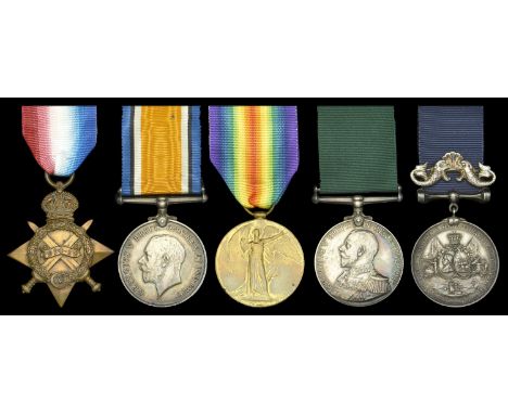 Five: Able Seaman W. A. Carter, Royal Naval Reserve and Mercantile Marine, who was wounded whilst serving in H.M.S. Cornwalli