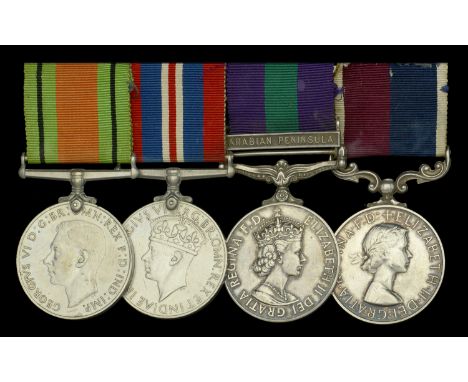Four: Sergeant R. J. Cannon, Royal Air Force  Defence and War Medals 1939-45; General Service 1918-62, 1 clasp, Arabian Penin
