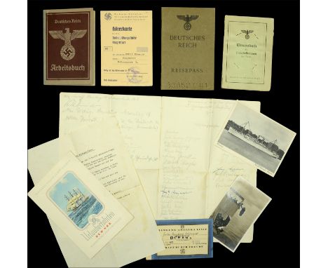 German Second World War Documentation. Comprising a German passport to Eleonore Kenda, pass photograph in civil dress. Visas 