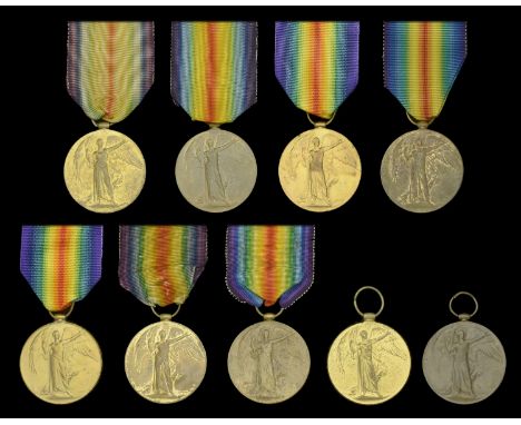 Victory Medal 1914-19 (9) (2. Lieut. F. S. Dawson.; 677 Sgt. G. W. Turner. R.A.; 1348 Sjt. R. Butler. R. Lanc. R.; 307716 Pte