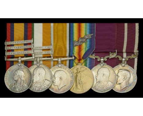 Six: Major J. Pragnell, Hampshire Regiment  Queen’s South Africa 1899-1902, 3 clasps, Cape Colony, Paardeberg, Transvaal (317