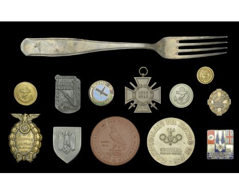 Miscellaneous German Third Reich Badges, Tinnies, and Awards. Comprising a 1939 German, England light athletic meeting in Kol