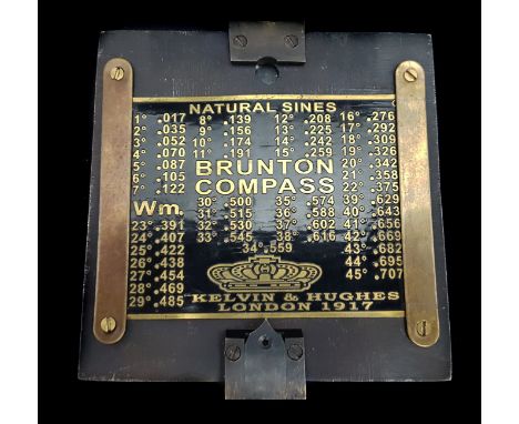 A Kelvin &amp; Hughes London Natural Sines Brunton compass, dated 1917