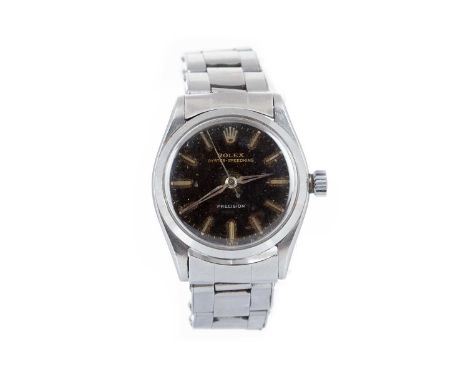 ROLEX  OYSTER SPEEDKING STAINLESS STEEL MANUAL WIND WRIST WATCH model 6420, the round black dial with baton hour markers, 29m