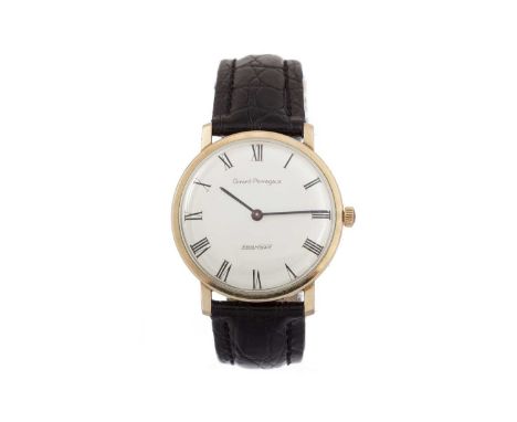 GIRARD PERREGAUX  SEA-HAWK GOLD FILLED MANUAL WIND WRIST WATCH the round cream dial with Roman hour markers, 32mm case, on a 