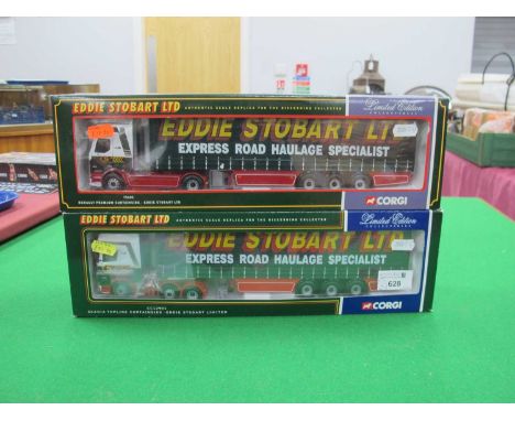 Two Corgi 'Eddie Stobart Ltd' 1:50th Scale Diecast Model Commercial Vehicles comprising of #CC12901 Scania Topline Curtainsid