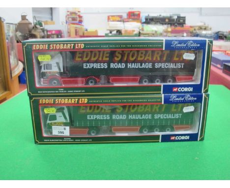 Two Corgi 'Eddie Stobart Ltd' 1:50th Scale Diecast Model Commercial Vehicles comprising of #75702 MAN Refrigerated Box Traile