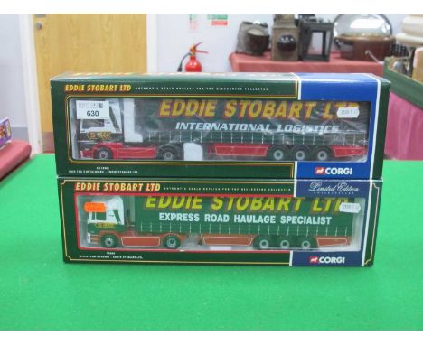 Two Corgi 'Eddie Stobart Ltd' 1:50th Scale Diecast Model Commercial Vehicles comprising of #75804 M.A.N. Curtainside, #CC1340