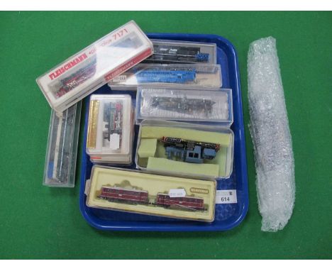 Ten "N" Gauge Locomotives, comprising six U.S.A Outline of three diesels and three steam (including a Bachmann 4-8-4) and fou