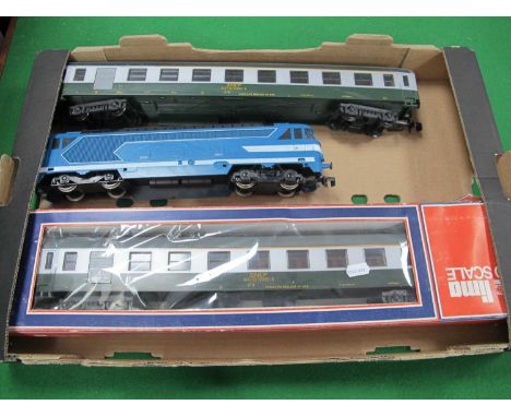 A Lima "O" Gauge/7mm Class BB 67000 Bo-Bo Diesel Locomotive of the S.N.C.F; overall blue/black livery, R/No. 5187-52, good co