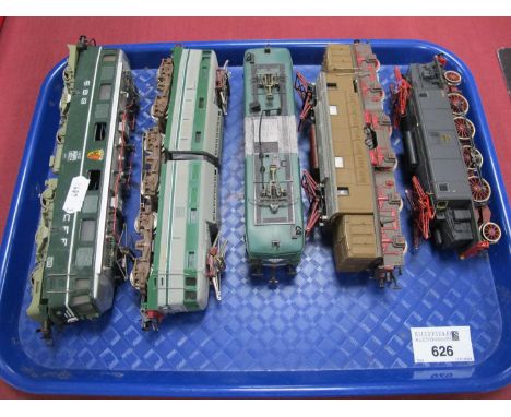 Five "HO" Gauge Unboxed Electric Continental Outline Locomotives, with twin pantographs, a Rivoroissi Class 626 FF-SS 4-4-2 (